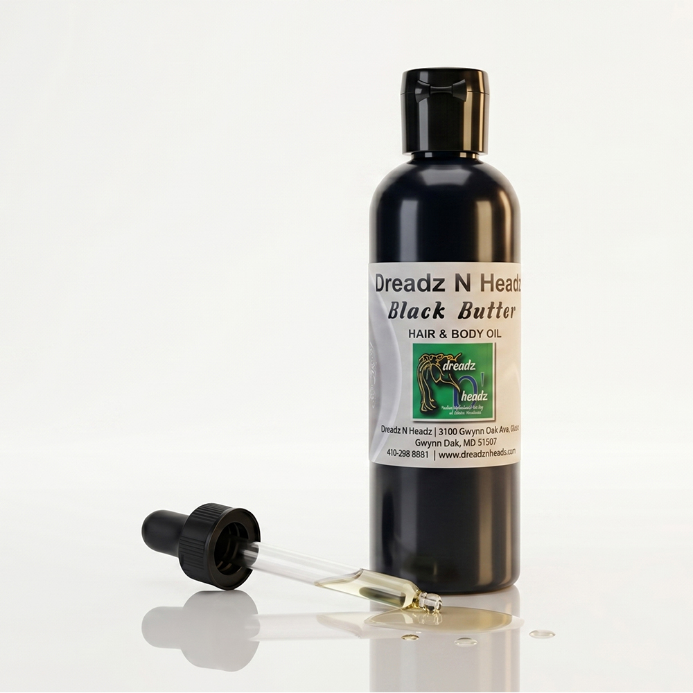Black Butter Dreadz-N-Headz Hair & Body Oil - 100% Vegan. Handcrafted Moisture from Scalp to Sole  4 Fl oz